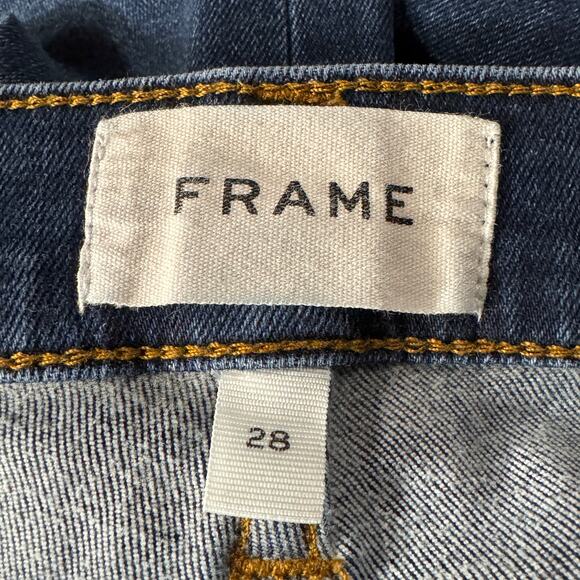 Frame SZ 28 Le Garcon Boyfriend Jeans Mid-Rise Distressed Frayed Dublin Grind - Picture 7 of 10